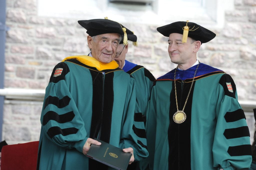 Elie Wiesel accepts his honorary degree.